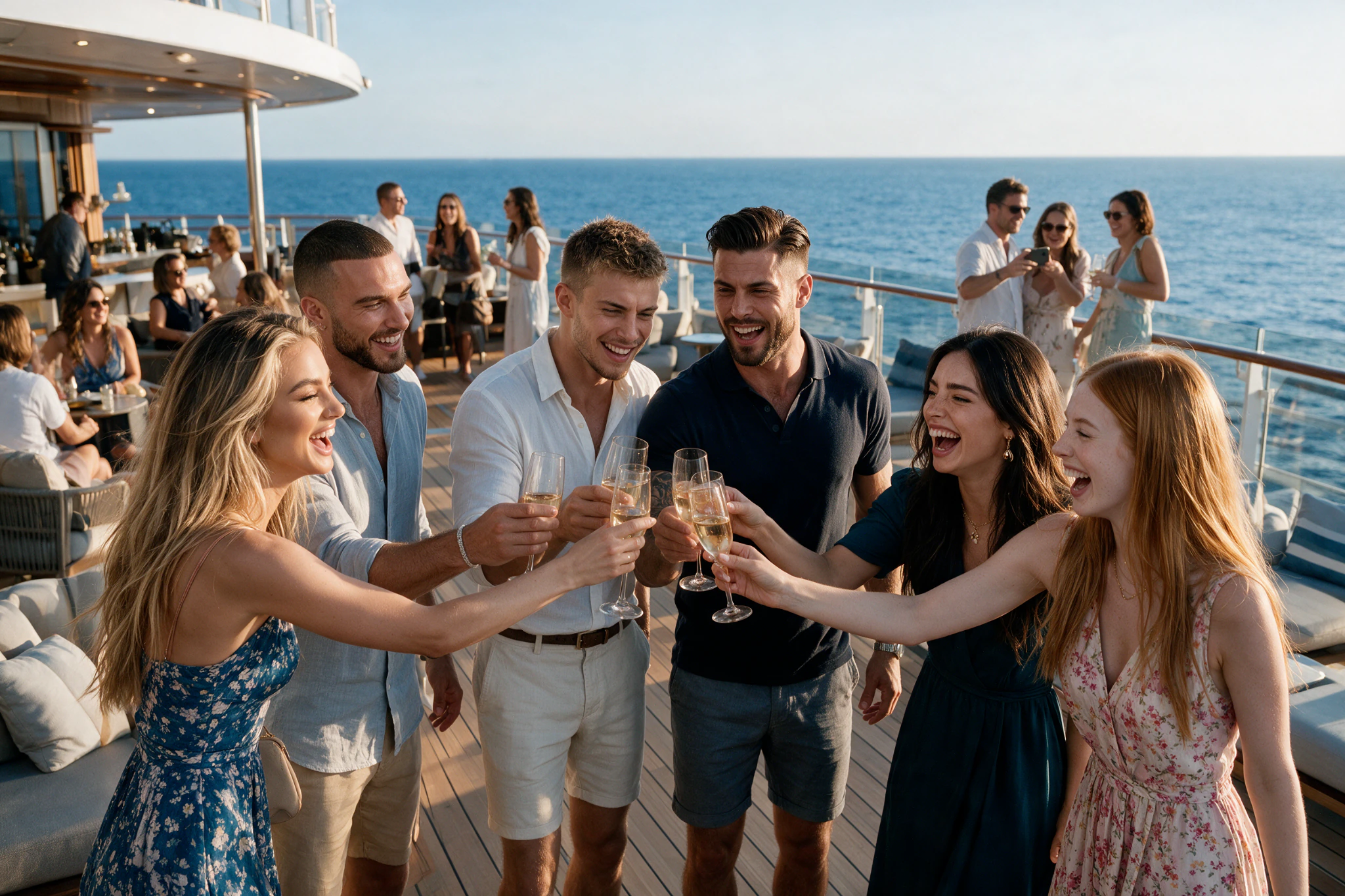 Cashmere cruise members celebrating together at sea